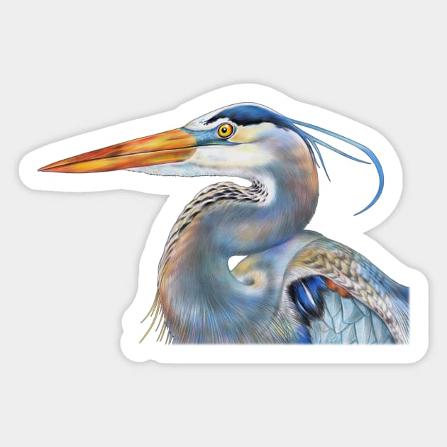 Blue Heron Sticker by Tim Jeffs Art